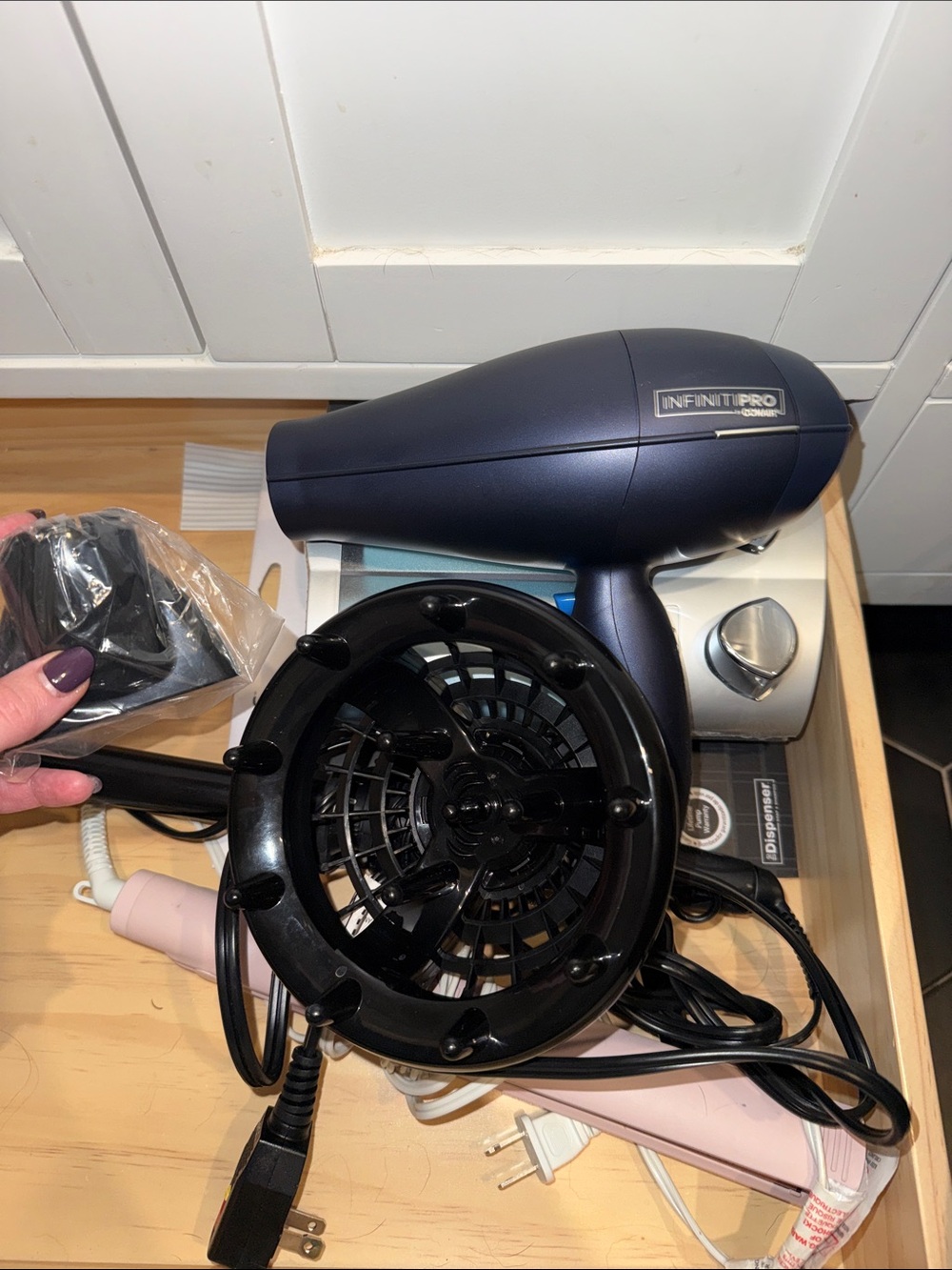 INFINITIPRO by Conair Navy Hair Dryer with Diffuser